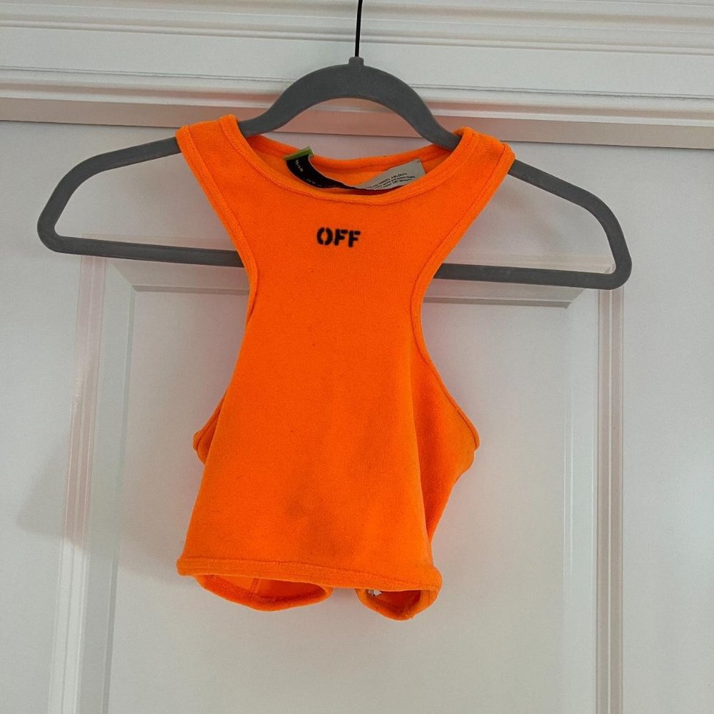 Orange Off-White Crop Tank